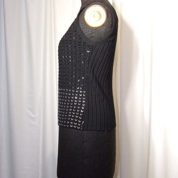 Black Sequins Stretchy Tank Top Women's Size XL by Belldini - Picture 2 of 3